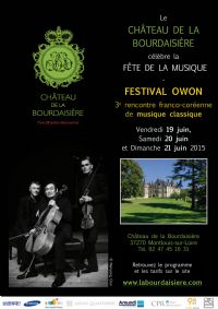 Festival Musical Owon 2015. Du 19 au 21 juin 2015 à Montlouis-sur-Loire. Indre-et-loire. 
